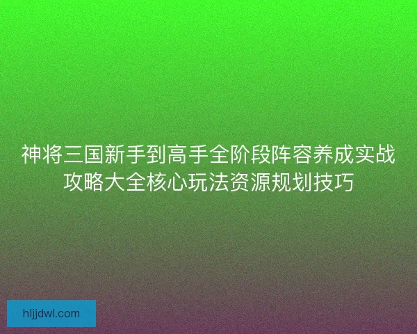 神将三国新手到高手全阶段阵容养成实战攻略大全核心玩法资源规划技巧