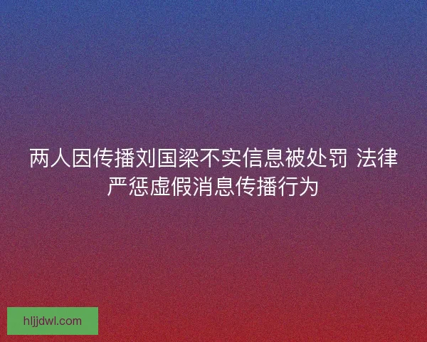 两人因传播刘国梁不实信息被处罚 法律严惩虚假消息传播行为