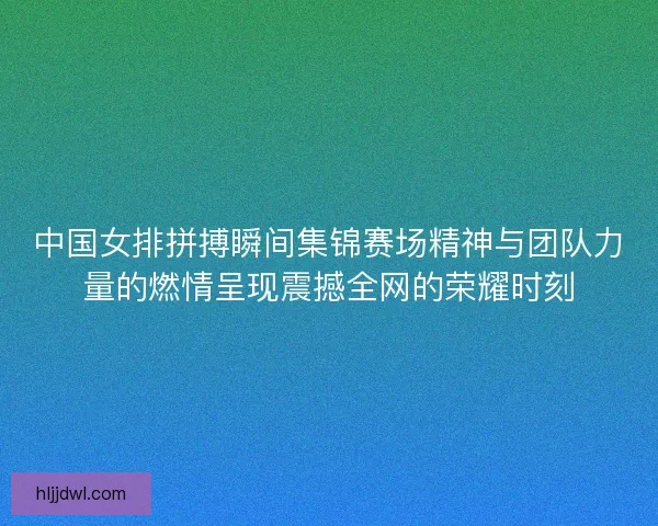 中国女排拼搏瞬间集锦赛场精神与团队力量的燃情呈现震撼全网的荣耀时刻